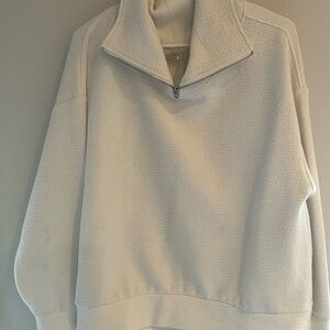 Alia White Textured Pullover